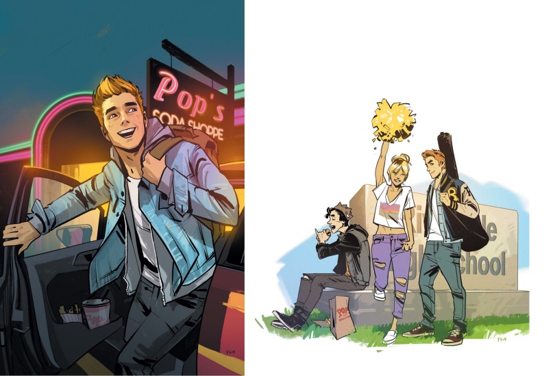Archie #1's main cover, and the newsstand exclusive, both by Fiona Staples