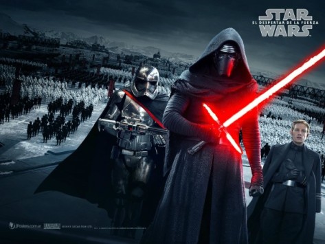 R to L: Captain Phasma, Kylo Ren, and General Hux